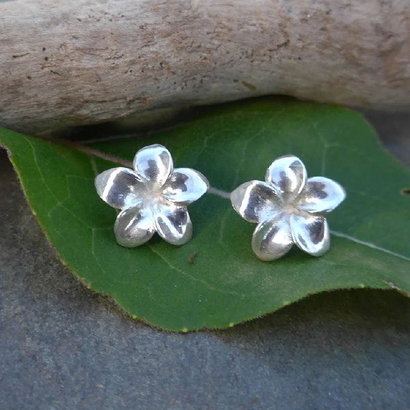 Citrine gem earrings-Elegant Flower Studs - Sterling Silver, Indonesia