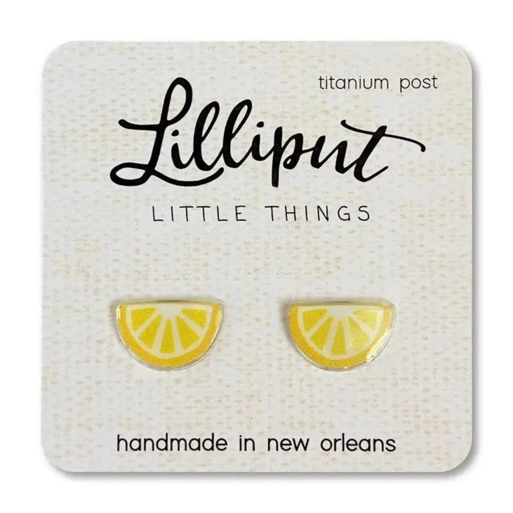 Silk fringe earrings-Lilliput Little Things Lemon Wedge Earrings