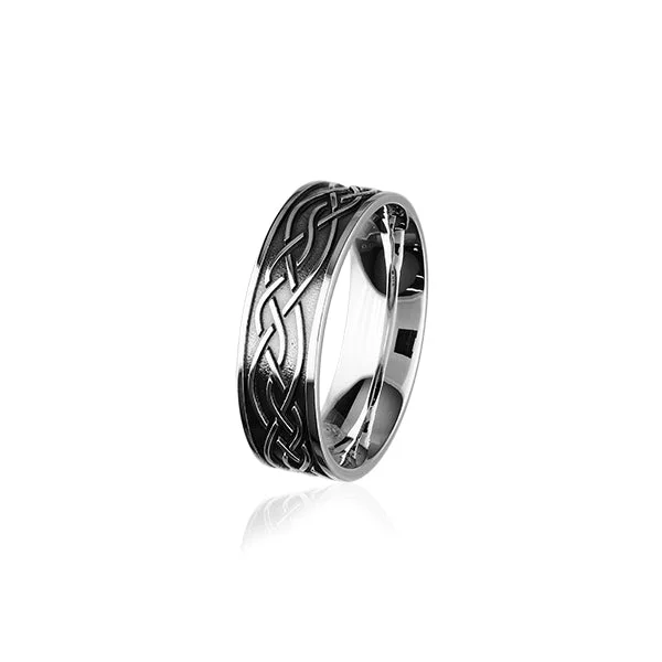 Bold gem rings-Celtic Silver Ring R403