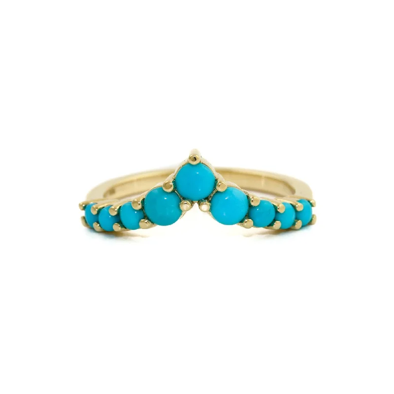 Retro flair rings-14K Gold Sleeping Beauty Turquoise Tiara Band