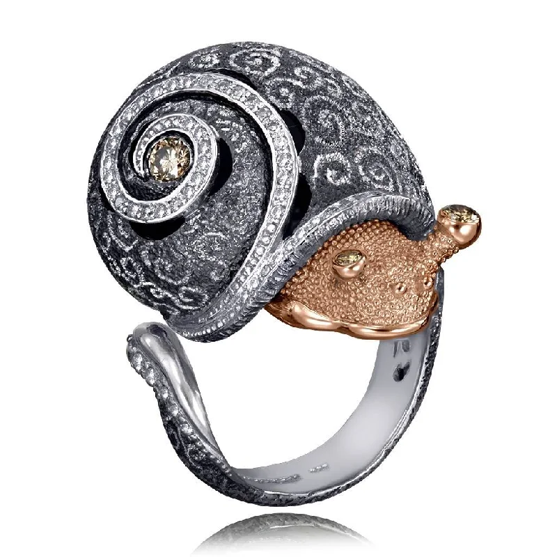 Fox motif rings-Silver & Gold Codi The Snail Swirl Ring with Diamonds