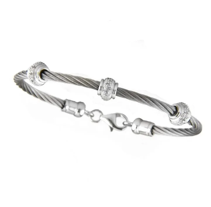 Bead row bangles-Diamond Cable Bangle