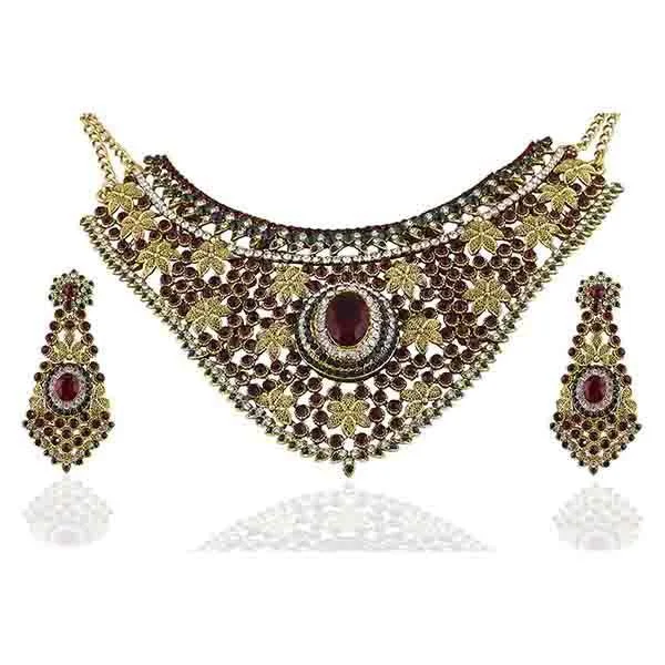 Offset design necklaces-Vivaah Austrian Stone Gold Plated Necklace Set - 2000314