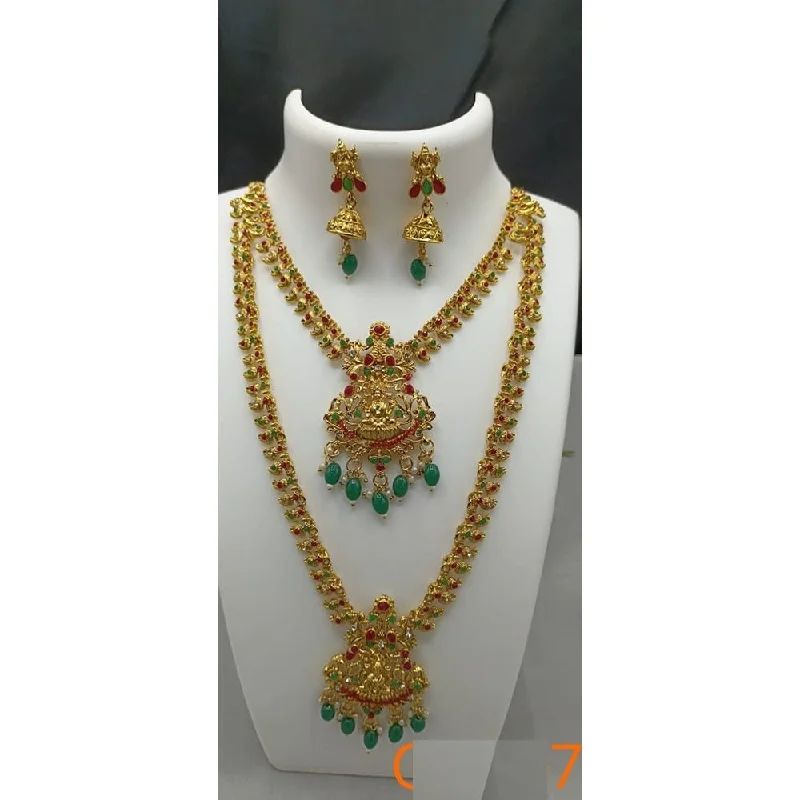 Sleek gold necklaces-Akruti Collection Gold Plated Beads And Pota Stone Necklace Combo