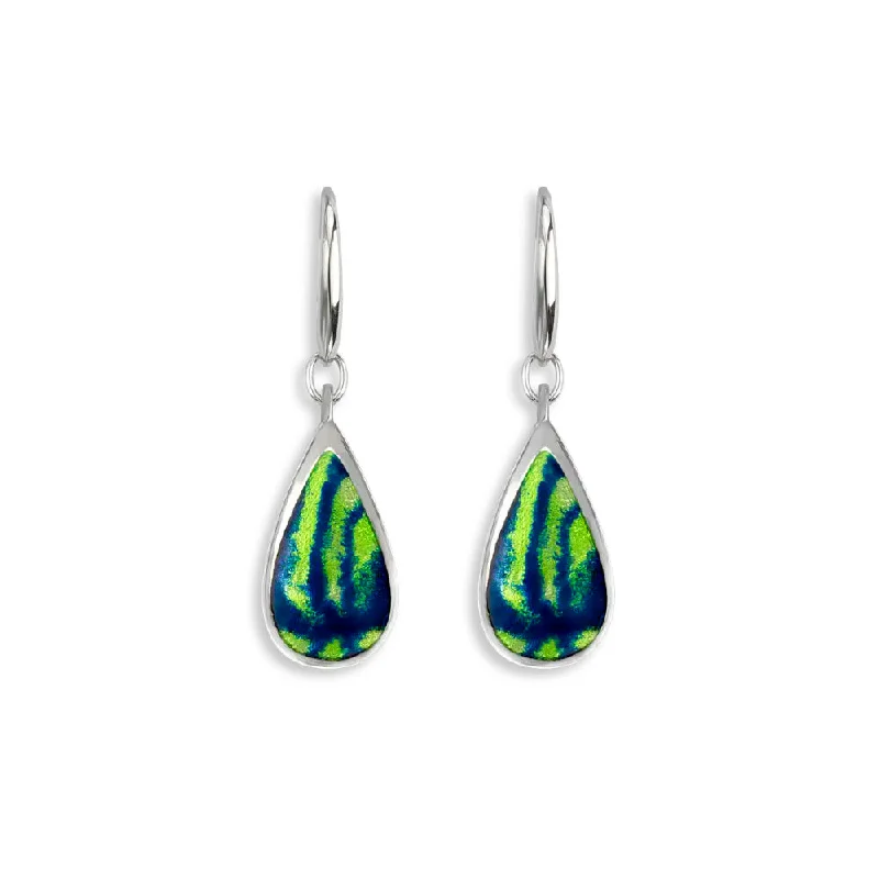 Topaz stone earrings-Nicole Barr Blue & Green Aurora Teardrop Wire Earrings