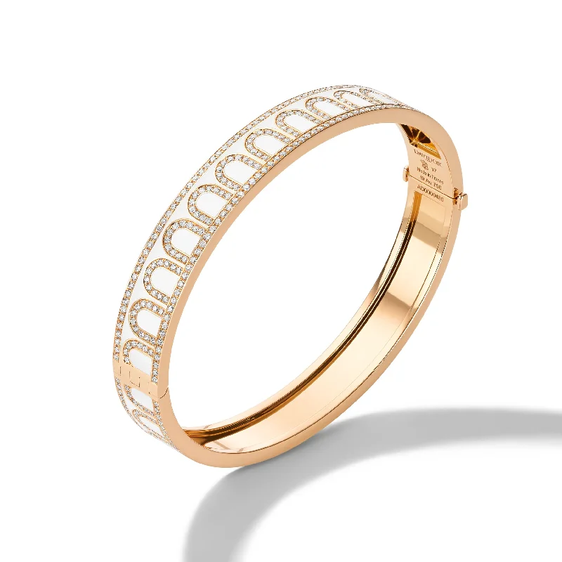 Pure eternity bangles-L'Arc de DAVIDOR Bangle MM, 18k Rose Gold with Lacquered Ceramic and Palais Diamonds