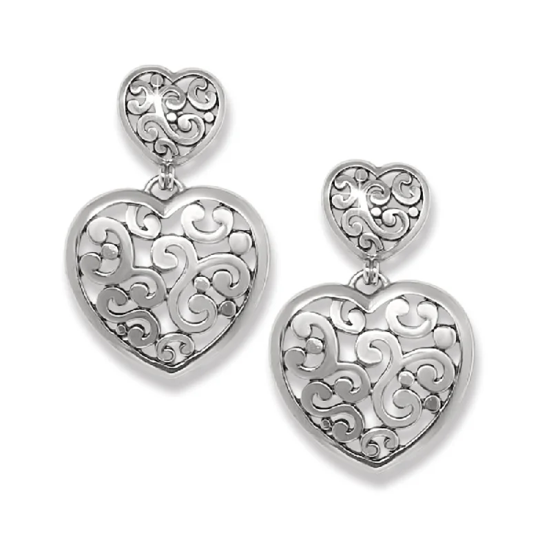 Crystal braid earrings-Brighton Contempo Heart Double Post Drop Earrings