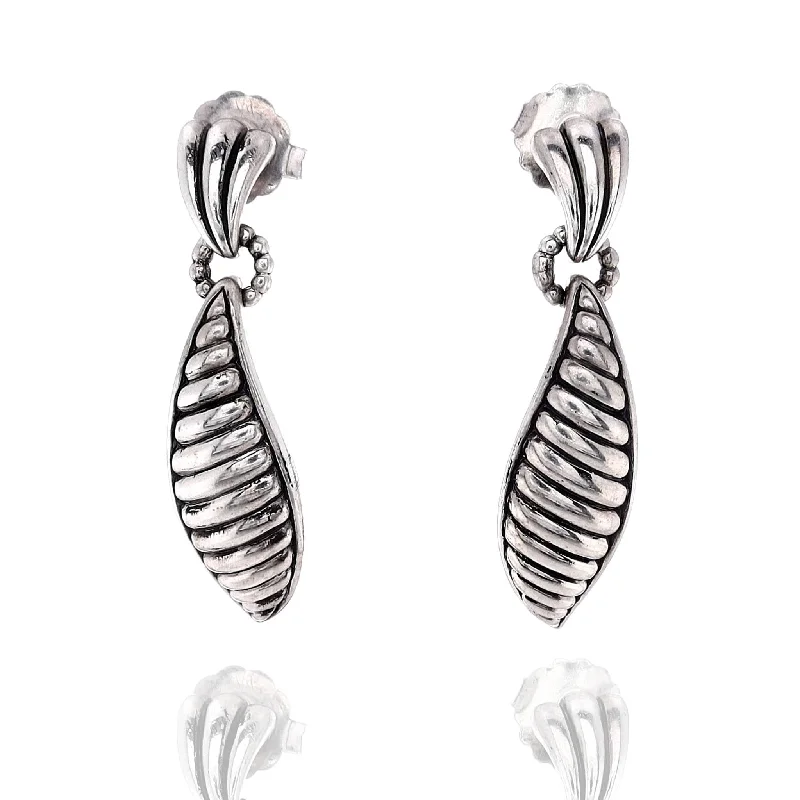 Bold cuff earrings-Estate Lagos Chi Chi Collection Fluted Leaf Drop Earrings