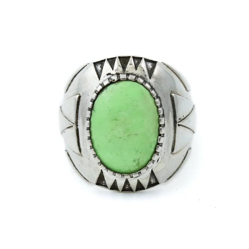 Art deco rings-Lemon Chrysoprase "Delta" Ring