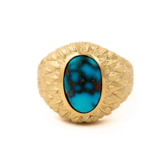 Polished silver rings-14K "Griffin" Ring x Egyptian Turquoise