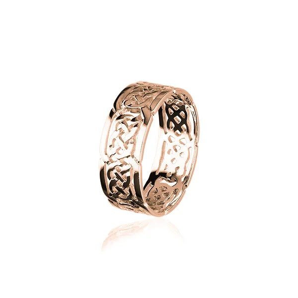 Sapphire inlay rings-Celtic Rose Gold Ring RR132