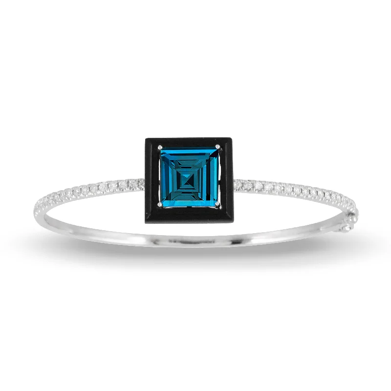 Bold cuff bangles-London Blue Topaz and Diamond Bracelet