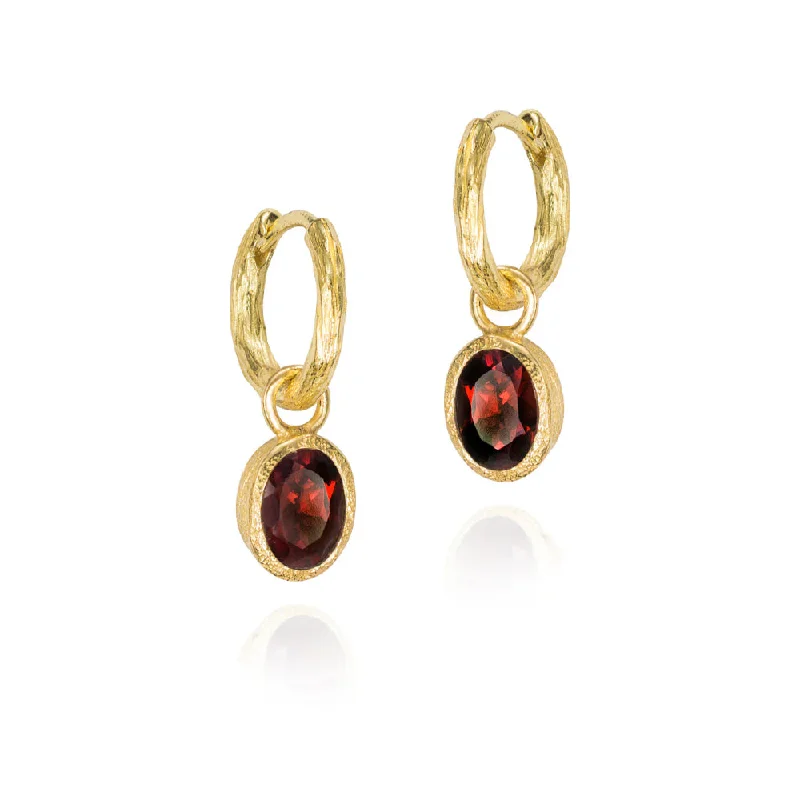 Wide tier earrings-Jorge Revilla Zen Collection Garnet Drop Earrings