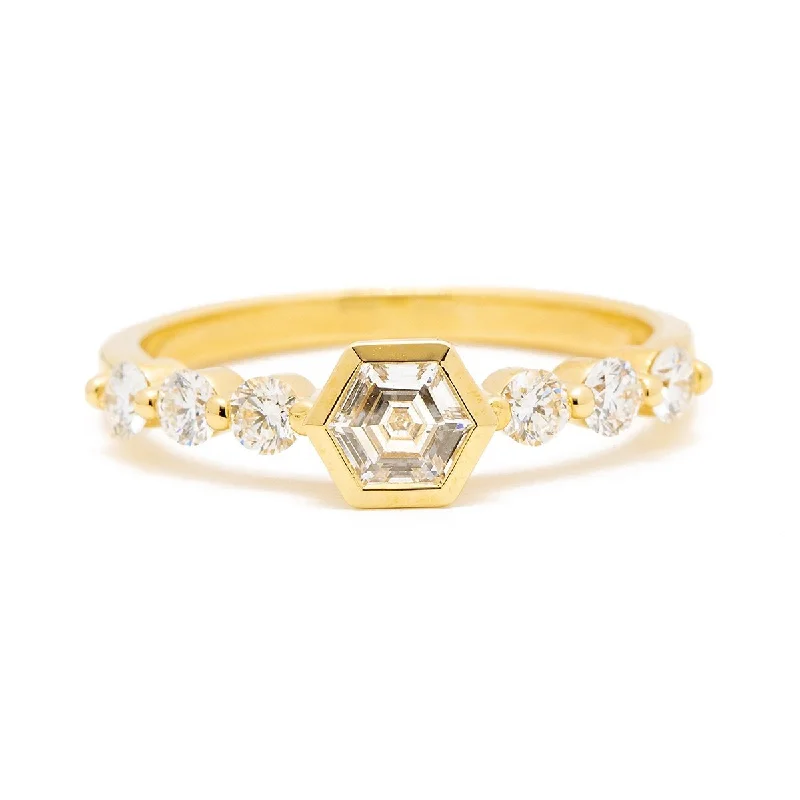 Antique promise rings-Hex-Cut Diamond Engagement Ring