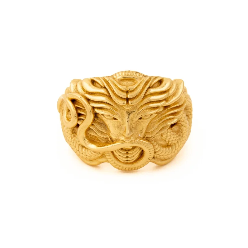 Bead trim rings-Gold "Serpent Queen Medusa" Ring