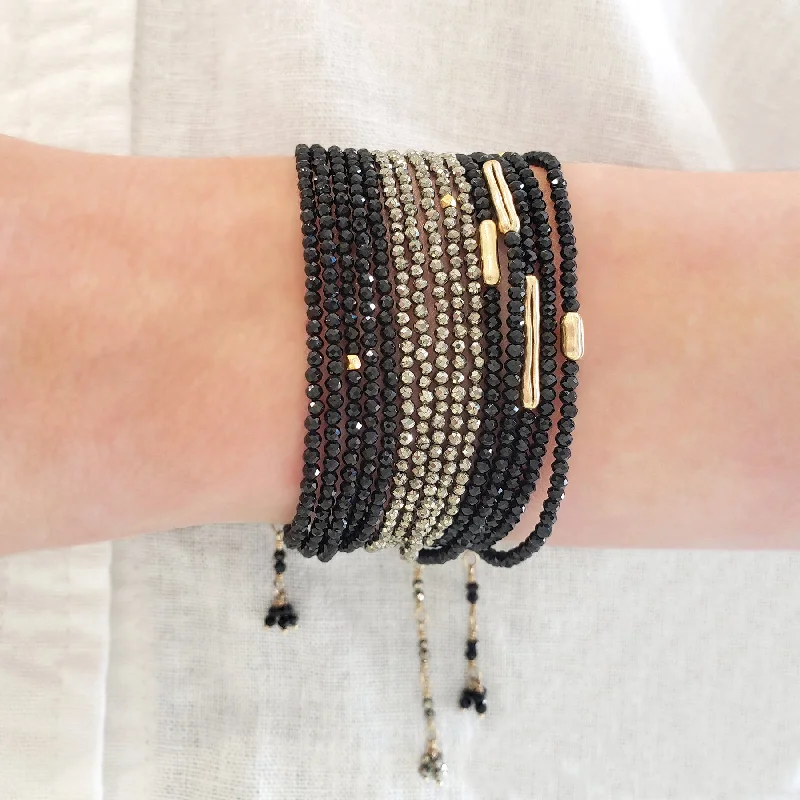 Flat knot bangles-Pyrite Wrap Bracelet