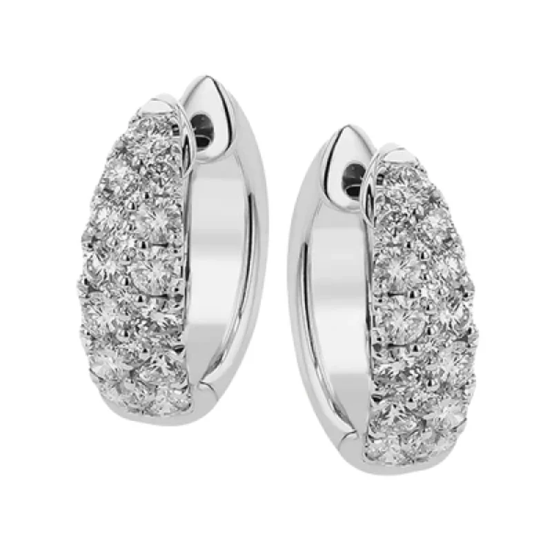 Thick hoop earrings-Simon G. 18k Tapered Diamond Hoop Earrings