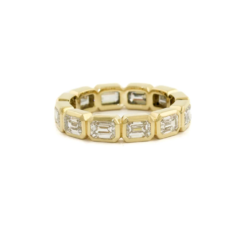 Astro theme rings-14K Gold Emerald-Cut Diamond Eternity Band