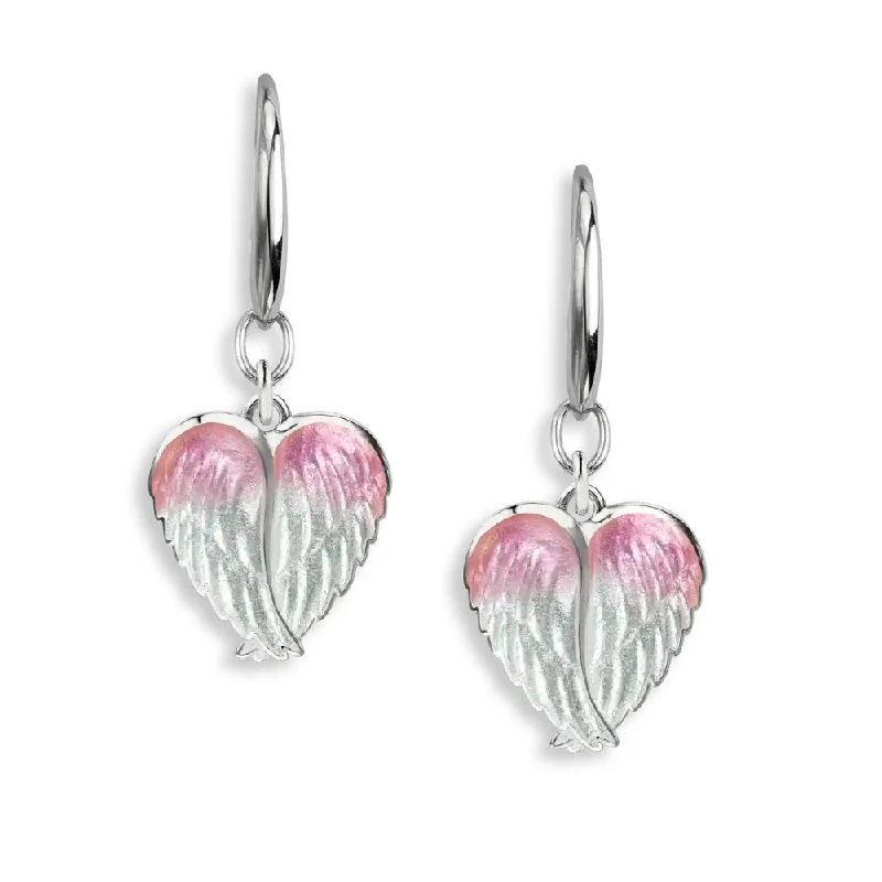 Twine bead earrings-Nicole Barr White & Pink Angel Wings Wire Earrings