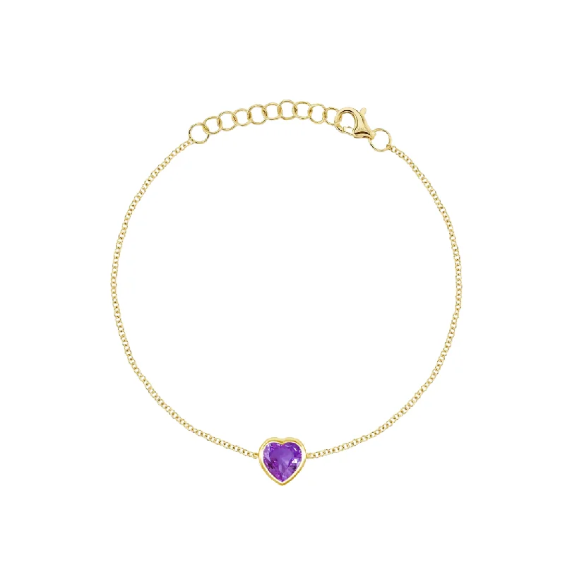 Sleek design bangles-Bezel Set Gemstone Heart Bracelet