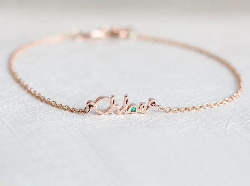 Carved charm bangles-Personalized Name & Gemstone Bracelet