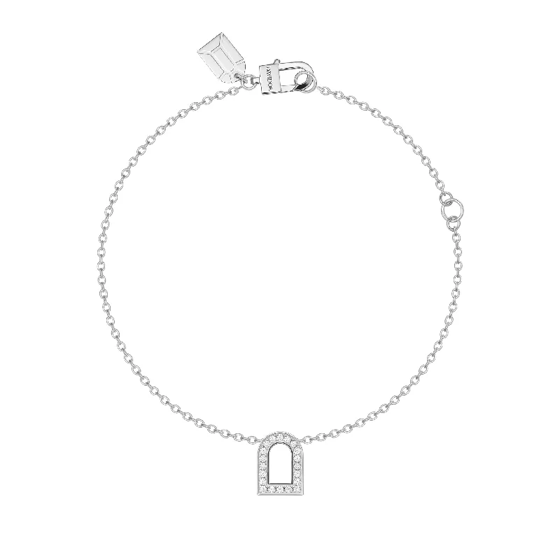 Dual gem bangles-L'Arc Voyage Charm PM Chain Bracelet, 18k White Gold with Galerie Diamonds