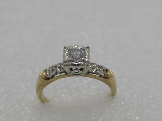 Victorian charm rings-14kt Diamond Engagement Ring, .25 ctw+, size 6.5, Two-Tone, Signed D with Scroll