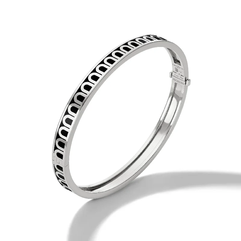 Multi-stone bangles-L'Arc de DAVIDOR Bangle PM, 18k White Gold with Lacquered Ceramic