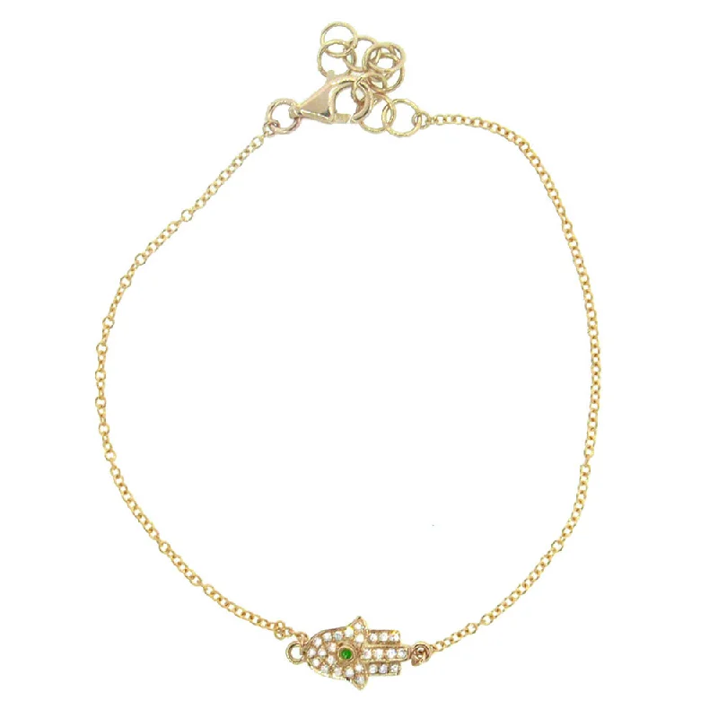 Night charm bangles-Emerald and Diamond  Hamsa Bracelet