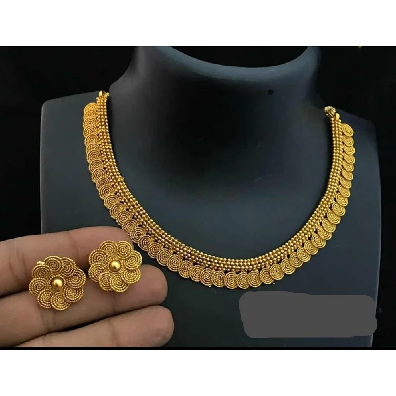 Oval charm necklaces-India Art Gold Plated Necklace Set