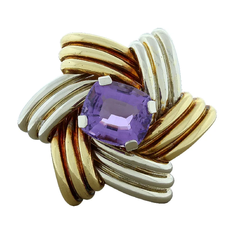 Woven thread brooch-Tiffany & Co. Amethyst Star Gold Brooch