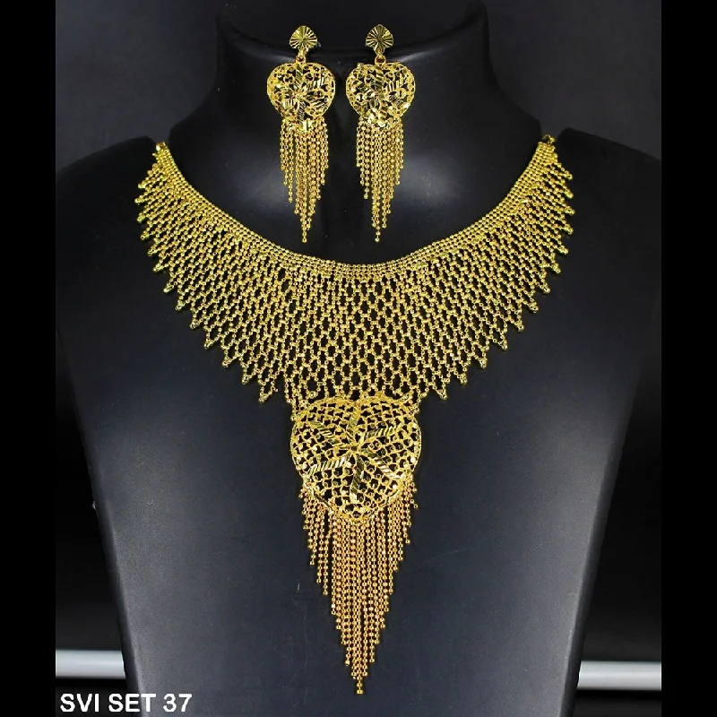 Luxe gem necklaces-Mahavir Forming Gold Necklace Set - SVI SET 37