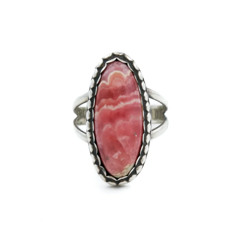 Heavy stone rings-Rhodochrosite Vintage Ring