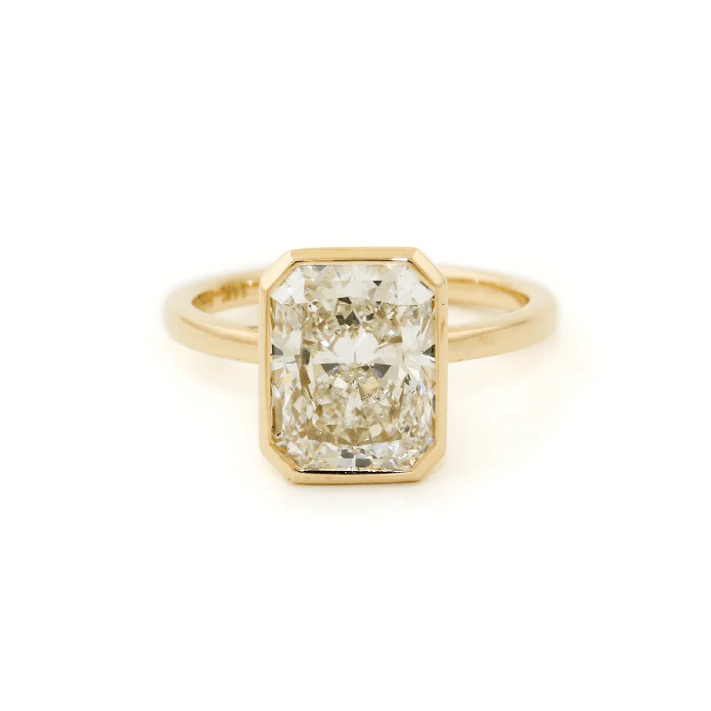 Topaz solitaire rings-Eve 14k Gold x 4.14 ct Radiant-Cut Lab Diamond Engagement