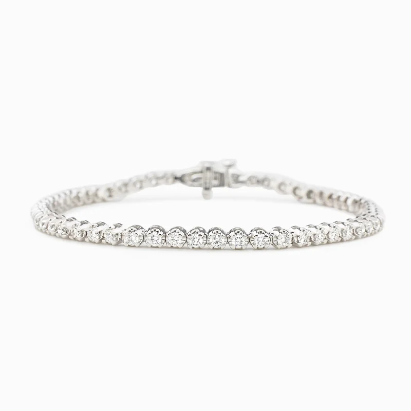 Cord fringe bangles-Diamond Illusion Tennis Bracelet 14k White Gold