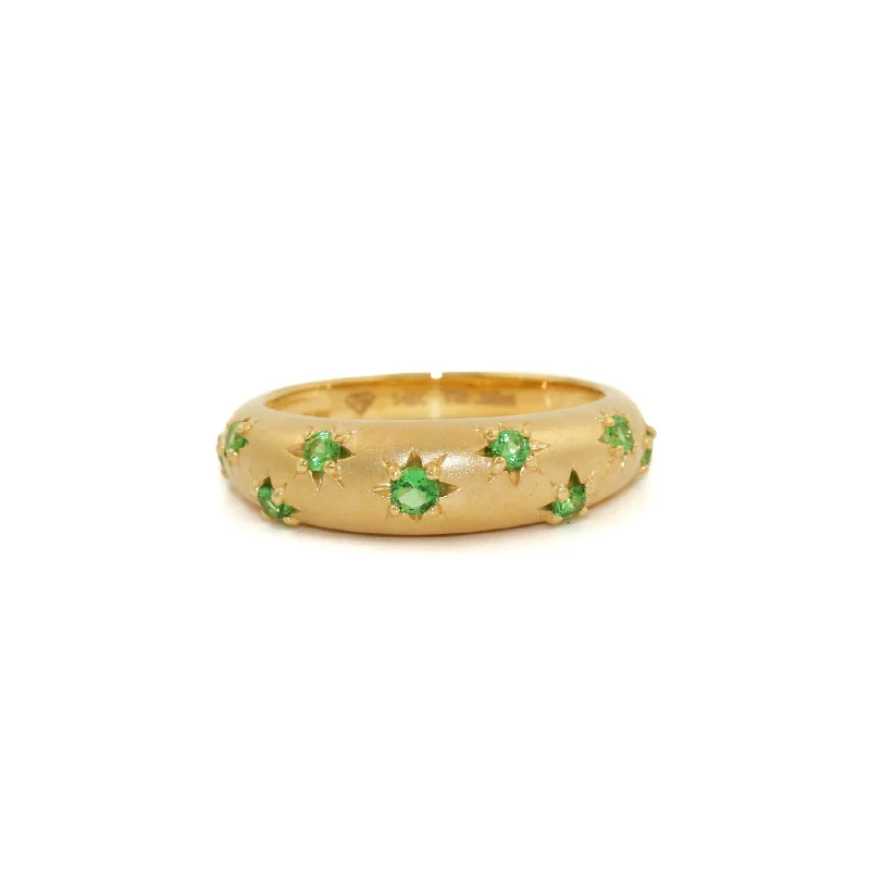 Tiered design rings-14k Matte Gold x Tsavorite Garnet Star Bombe Ring