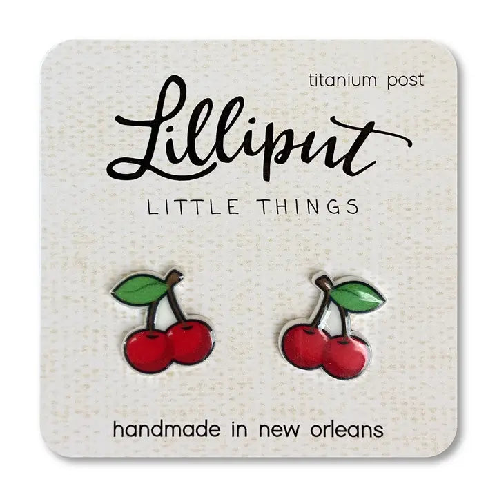 Dainty gem earrings-Lilliput Little Things Cherry Earrings