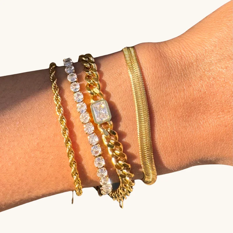 Bold cuff bangles-Golden Classic Bracelet Set