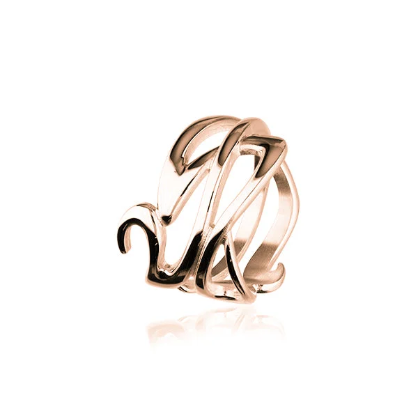 Subtle filigree rings-Art Nouveau Rose Gold Ring RR307