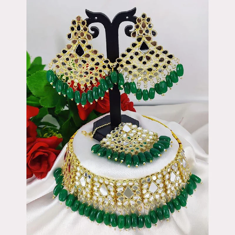 Polished gold necklaces-Manisha Jewellery Gold Plated Mirror & Beads Necklace Set