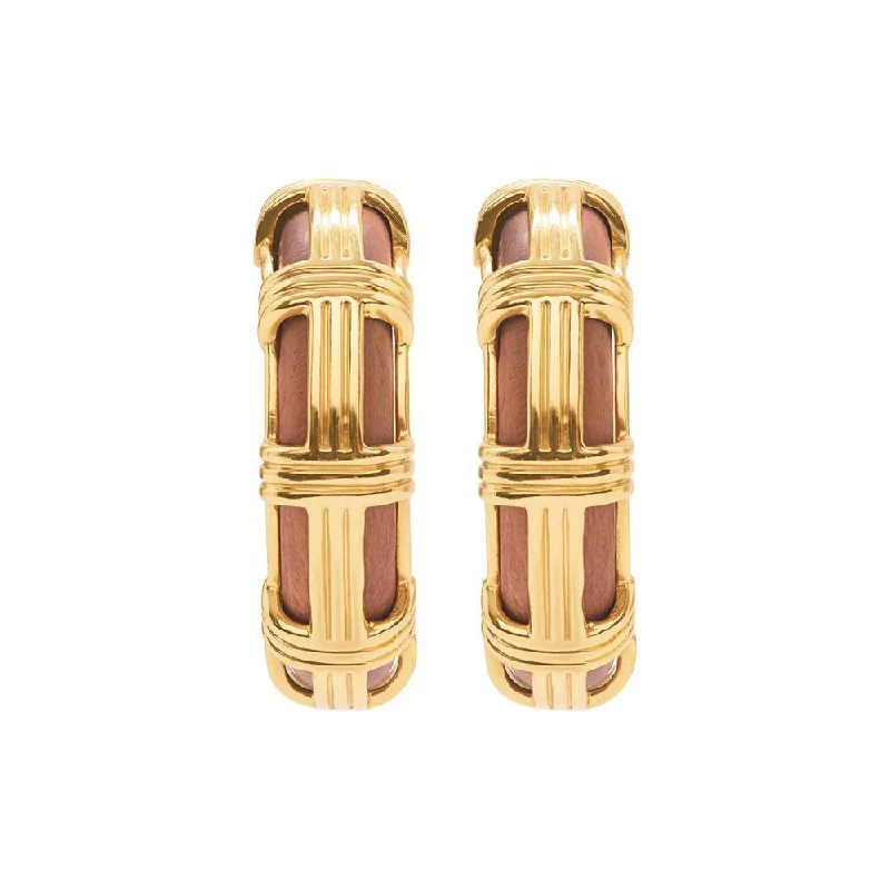 Tiny gem earrings-Capucine de Wulf Gaia Cage Hoop Earrings in Teak