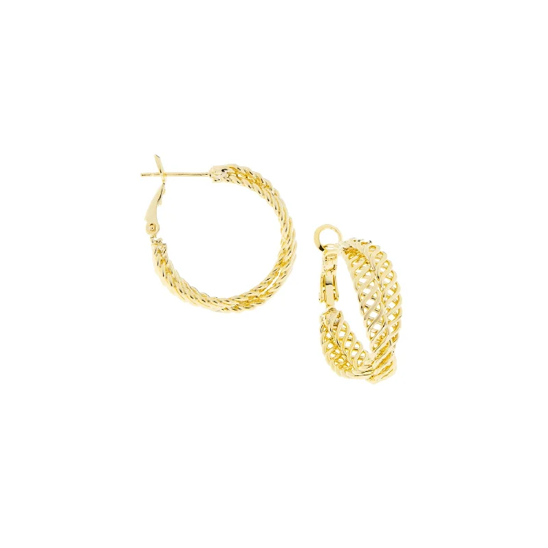 Astro charm earrings-double twisted hoop earring