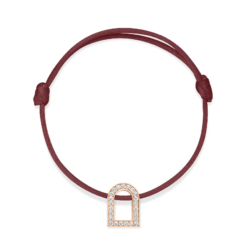 Onyx gem bangles-L'Arc Voyage Charm GM, 18k Rose Gold with Galerie Diamonds on Silk Cord Bracelet