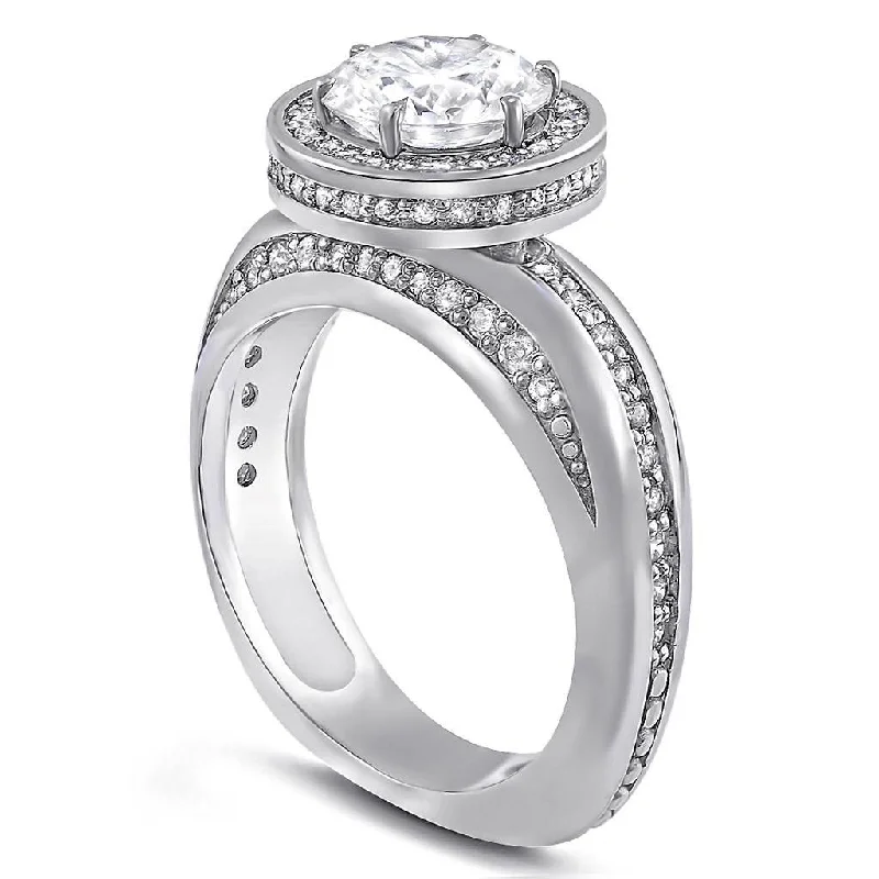 Sculpted cocktail rings-Modern Sensuality Diamond Halo Hope Engagement Ring