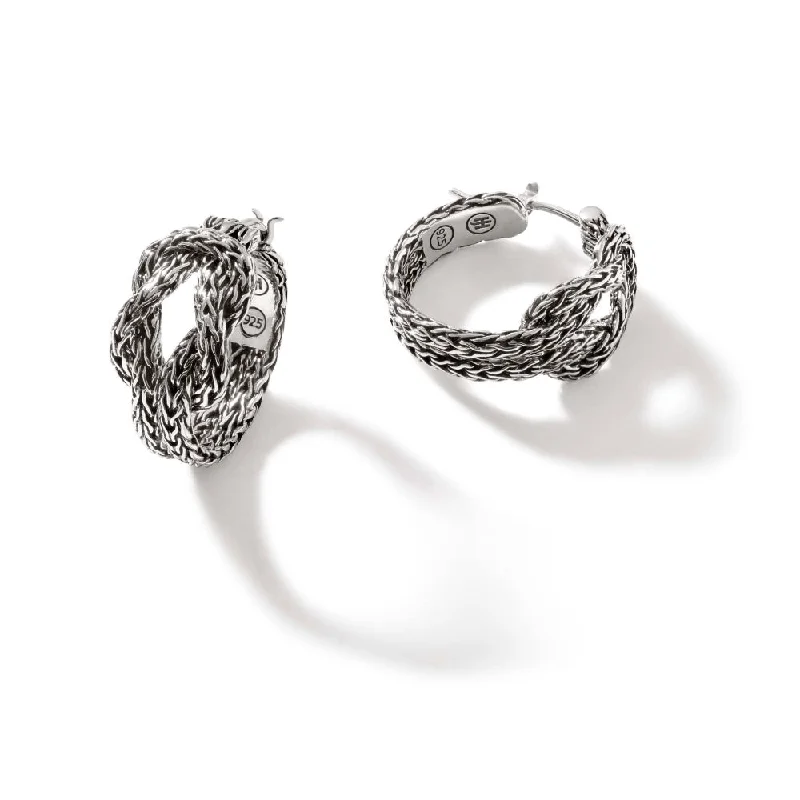 Silk fringe earrings-John Hardy Sterling Silver Love Knot Hoop Earrings