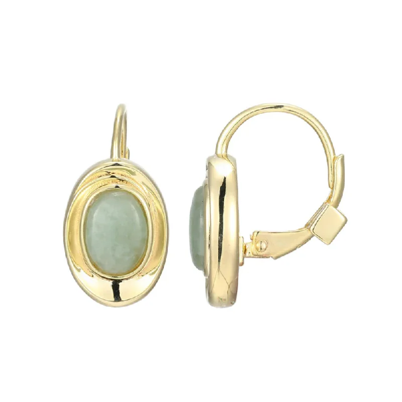 Sleek hoop earrings-Elle Swirl Collection Jade Stone Earrings