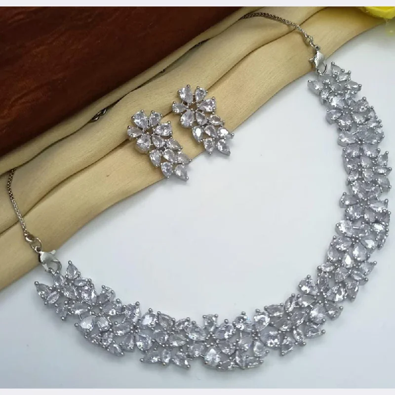 Luxe stone necklaces-Manisha Jewellery American Diamond Necklace Set