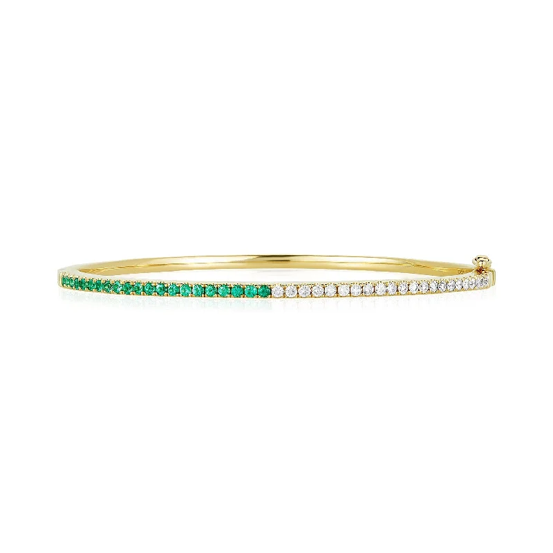 Hand-shiny bangles-Half Diamond & Gemstone Bangle