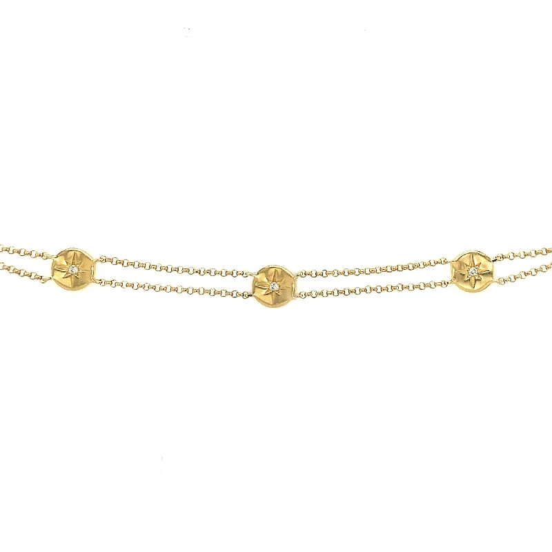 Fine dot bangles-Star Diamond Station Bracelet