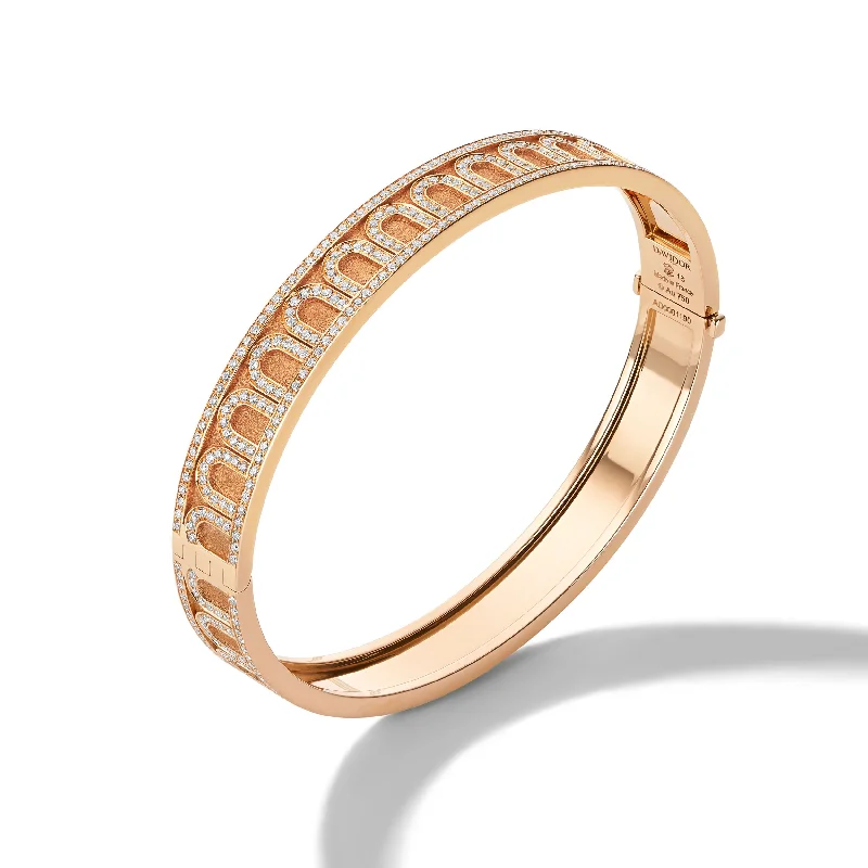 Pure star bangles-L'Arc de DAVIDOR Bangle MM, 18k Rose Gold with Satin Finish and Palais Diamonds